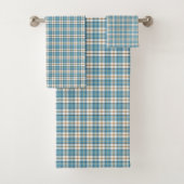 Blue Tartan Towel – Yellow Accent Gift for Men Badhandtuch Set (Insitu)