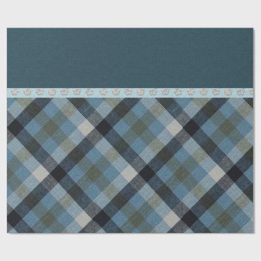 Blue Tartan Wrapping Paper Geschenkpapier (Flach)