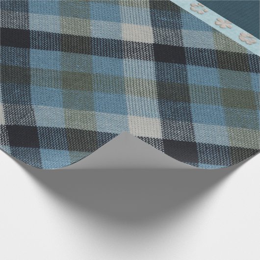 Blue Tartan Wrapping Paper Geschenkpapier (Ecke)