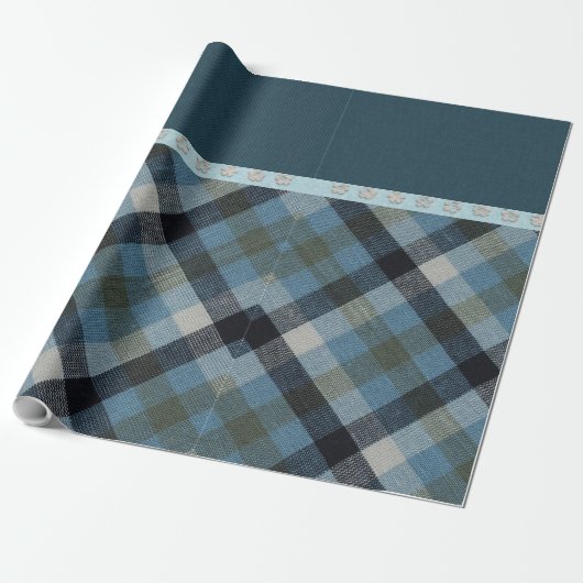 Blue Tartan Wrapping Paper Geschenkpapier (Ungerollt)