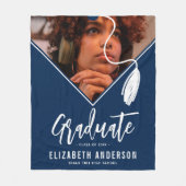 Blue Tassel Cap Foto Abschluss Fleecedecke (Vorderseite)