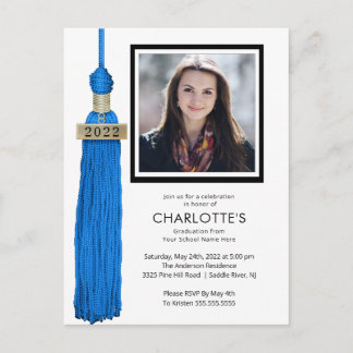 Blue Tassel Foto Abschluss Einladung  Postkarte