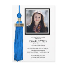 Blue Tassel Foto Abschluss Einladung