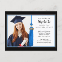 Blue Tassel Foto Graduation Party Einladung