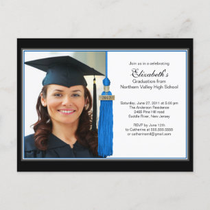Blue Tassel Foto Graduation Party Einladung