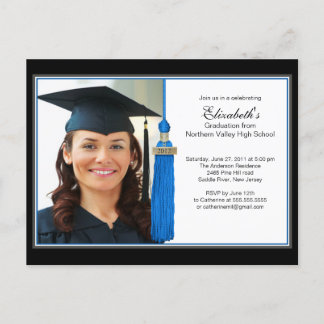 Blue Tassel Foto Graduation Party Einladung