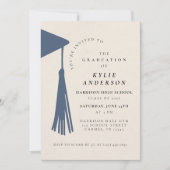 Blue Tassel Senior Photo High School Graduation Einladung (Vorderseite)