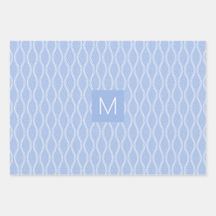 Blue Tatewaku mit 3 Monogrammen Geschenkpapier Set