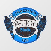 Blue Tattoo Shop Business Front anpassen Fensteraufkleber (Blatt)