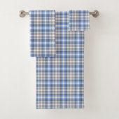 Blue Taupe Tartan Kariert Badhandtuch Set (Insitu)