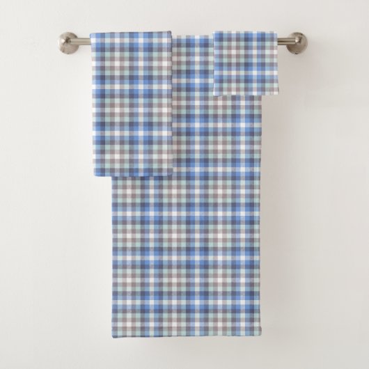 Blue Taupe Tartan Kariert Badhandtuch Set (Insitu)