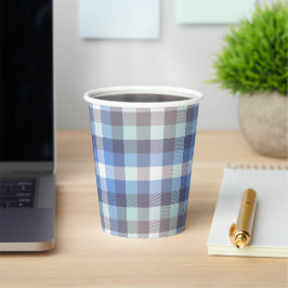 Blue Taupe Tartan Kariert Pappbecher