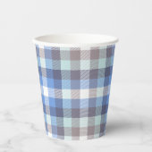 Blue Taupe Tartan Kariert Pappbecher (Vorderseite)