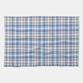 Blue Taupe Tartan Kariertes Muster Geschirrtuch
