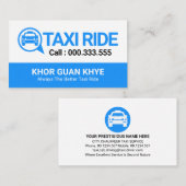 Blue Taxi Car Speech Box Visitenkarte (Vorne/Hinten)