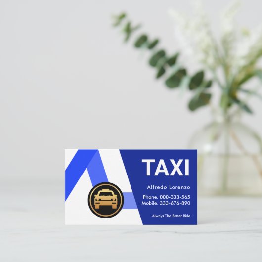 Blue Taxi Routes Ride Share Visitenkarte (Stehend Vorderseite)