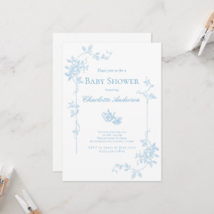 Blue Tea Party Baby Dusche Einladung