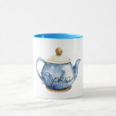 Blue Tea Pot Birthday Tasse (Zentrum)