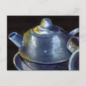 Blue Tea Set Postcard (Lori Corbett) Postkarte (Vorderseite)