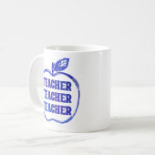 Blue Teacher Apple Outline Appreciation Pride Gift Kaffeetasse (Vorderseite Links)