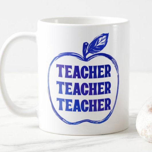 Blue Teacher Apple Outline Appreciation Pride Gift Kaffeetasse