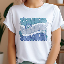 Blue Teacher Teacher Retro T - Shirt