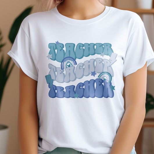 Blue Teacher Teacher Retro T - Shirt
