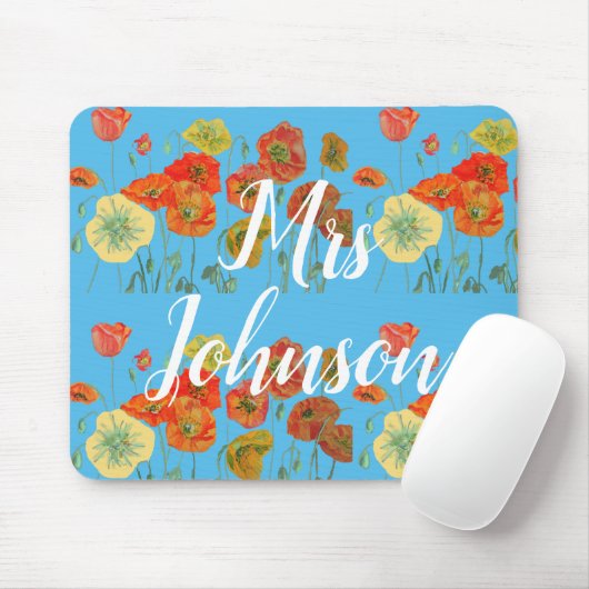 Blue Teachers Name Blumencomputer Maus Mat Pad Mousepad (Mit Mouse)