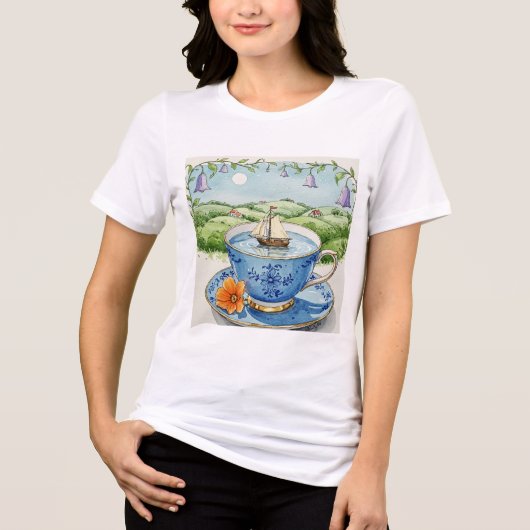 Blue teacup and saucer Tri-Blend shirt (Vorderseite)