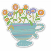 Blue Teacup mit Blooms Aufkleber (Vorderseite)