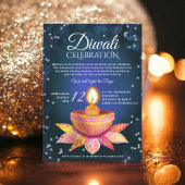 Blue teal Diwali Lamps light illustration script Einladung