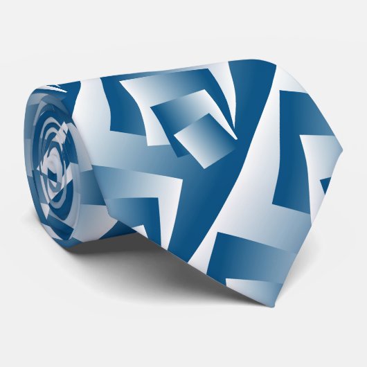 Blue Teal geometry Krawatte (Gerollt)