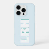 Blue & Teal Large Clean Style Monogram iPhone Case iPhone Hülle (Rückseite)