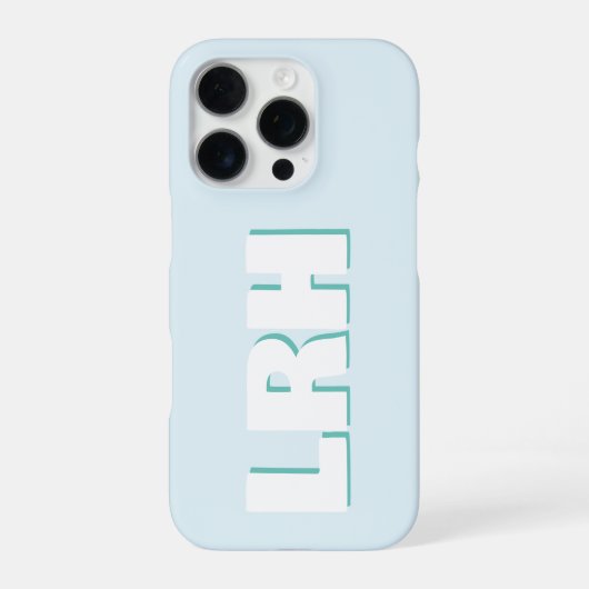 Blue & Teal Large Clean Style Monogram iPhone Case iPhone Hülle (Rückseite)