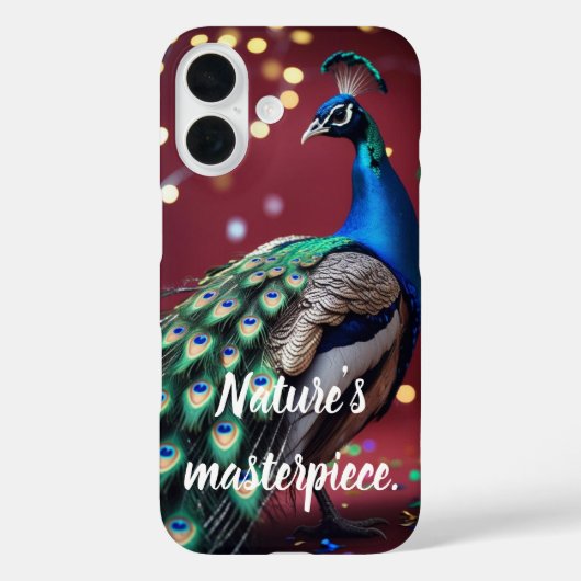 Blue Teal Peacock Feather Artistic iPhone 16 Case (Rückseite)