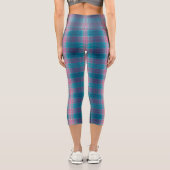 Blue Teal Pink Tartan Pattern Capri Leggings (Rückseite)