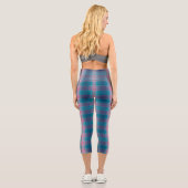 Blue Teal Pink Tartan Pattern Capri Leggings (Rückseite)