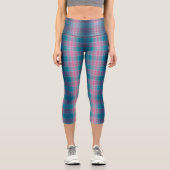Blue Teal Pink Tartan Pattern Capri Leggings (Vorderseite)