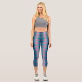 Blue Teal Pink Tartan Pattern Capri Leggings (Vorderseite)