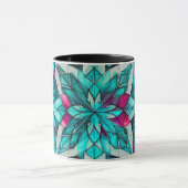 Blue, Teal & Pink Watercolor Floral Mandala Tasse (Zentrum)
