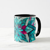 Blue, Teal & Pink Watercolor Floral Mandala Tasse (VorderseiteRechts)