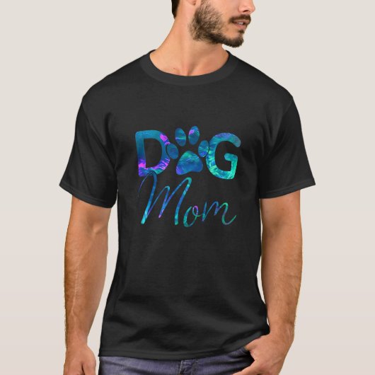 Blue teal purple Dog mom paw print heart puppy pet T-Shirt (Vorderseite)