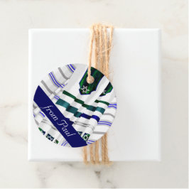 Blue, Teal Tallit Bar Mitzvah Gift Tags Geschenkanhänger