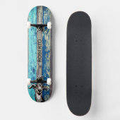 Blue & Teal Weathered Wood Skate Deck Skateboard (Vorderseite)