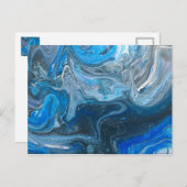 Blue Teal White Abstract Postkarte (Vorne/Hinten)