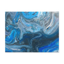 Blue Teal White Abstract