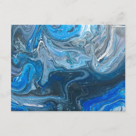 Blue Teal White Abstract Postkarte (Vorderseite)