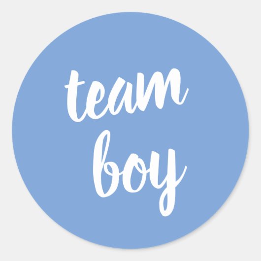 Blue Team Boy Baby Shower Gender Reveal Runder Aufkleber (Vorderseite)