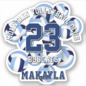 Blue Team Farben Volleyballs Cluster Aufkleber (Vorderseite)