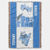 Blue Team Spirit Cheerleader Custom Blanket Decke (Vorderseite Vertikal)